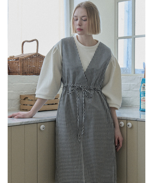 AVANT-G(アバン)の「Check Waist string dress - BLACK(ワンピース・レディース・その他・FREE)」の4枚目の写真