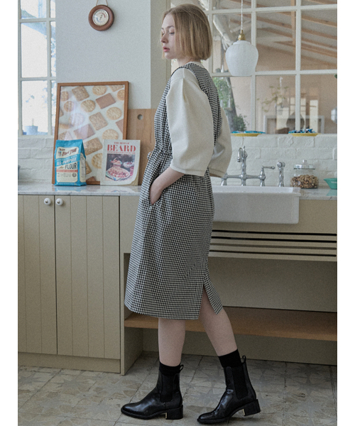 AVANT-G(アバン)の「Check Waist string dress - BLACK(ワンピース・レディース・その他・FREE)」の5枚目の写真