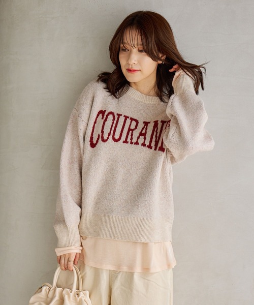 studio CLIP(スタディオクリップ)の「5ゲージウール混ロゴジャガードニット(ニット/セーター・レディース・グレー/アイボリー/ネイビー/チャコール・FREE)」の5枚目の写真