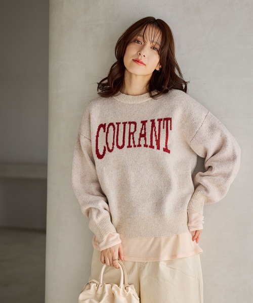 studio CLIP(スタディオクリップ)の「5ゲージウール混ロゴジャガードニット(ニット/セーター・レディース・グレー/アイボリー/ネイビー/チャコール・FREE)」の7枚目の写真