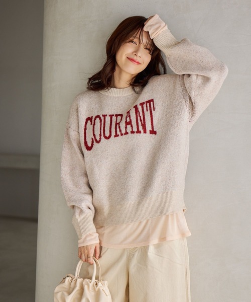 studio CLIP(スタディオクリップ)の「5ゲージウール混ロゴジャガードニット(ニット/セーター・レディース・グレー/アイボリー/ネイビー/チャコール・FREE)」の8枚目の写真