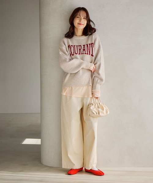 studio CLIP(スタディオクリップ)の「5ゲージウール混ロゴジャガードニット(ニット/セーター・レディース・グレー/アイボリー/ネイビー/チャコール・FREE)」の9枚目の写真