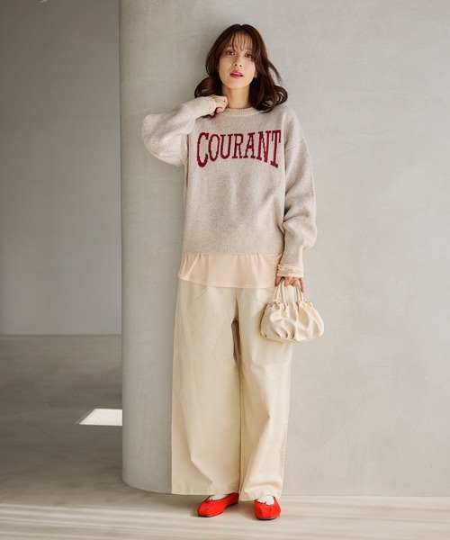 studio CLIP(スタディオクリップ)の「5ゲージウール混ロゴジャガードニット(ニット/セーター・レディース・グレー/アイボリー/ネイビー/チャコール・FREE)」の10枚目の写真