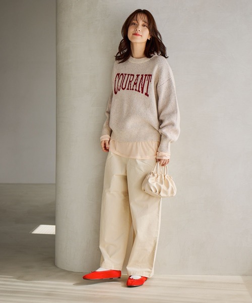 studio CLIP(スタディオクリップ)の「5ゲージウール混ロゴジャガードニット(ニット/セーター・レディース・グレー/アイボリー/ネイビー/チャコール・FREE)」の11枚目の写真