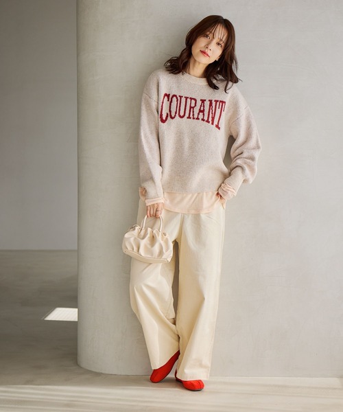 studio CLIP(スタディオクリップ)の「5ゲージウール混ロゴジャガードニット(ニット/セーター・レディース・グレー/アイボリー/ネイビー/チャコール・FREE)」の12枚目の写真