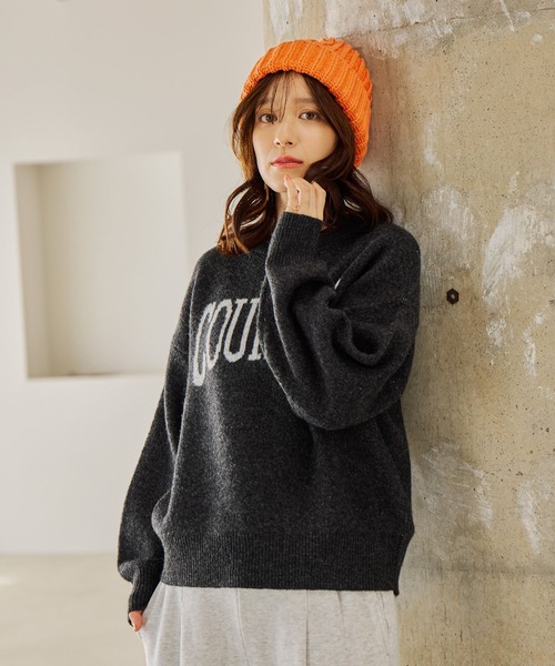 studio CLIP(スタディオクリップ)の「5ゲージウール混ロゴジャガードニット(ニット/セーター・レディース・グレー/アイボリー/ネイビー/チャコール・FREE)」の13枚目の写真