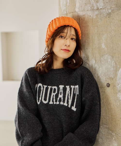 studio CLIP(スタディオクリップ)の「5ゲージウール混ロゴジャガードニット(ニット/セーター・レディース・グレー/アイボリー/ネイビー/チャコール・FREE)」の15枚目の写真