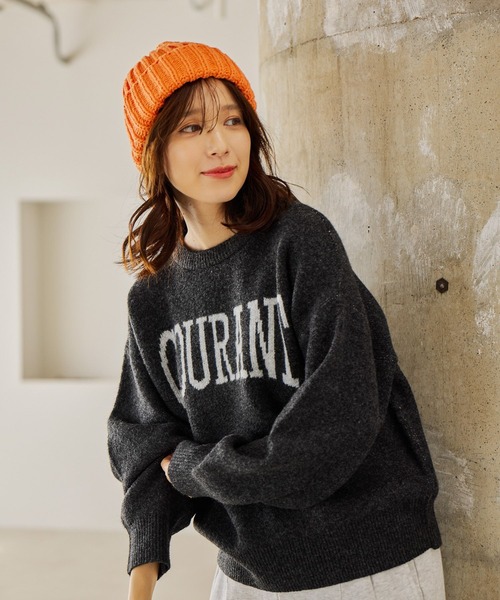 studio CLIP(スタディオクリップ)の「5ゲージウール混ロゴジャガードニット(ニット/セーター・レディース・グレー/アイボリー/ネイビー/チャコール・FREE)」の16枚目の写真