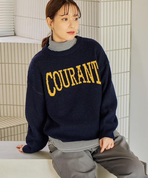 studio CLIP(スタディオクリップ)の「5ゲージウール混ロゴジャガードニット(ニット/セーター・レディース・グレー/アイボリー/ネイビー/チャコール・FREE)」の21枚目の写真