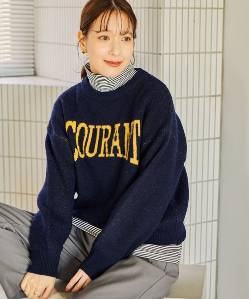 studio CLIP(スタディオクリップ)の「5ゲージウール混ロゴジャガードニット(ニット/セーター・レディース・グレー/アイボリー/ネイビー/チャコール・FREE)」の22枚目の写真