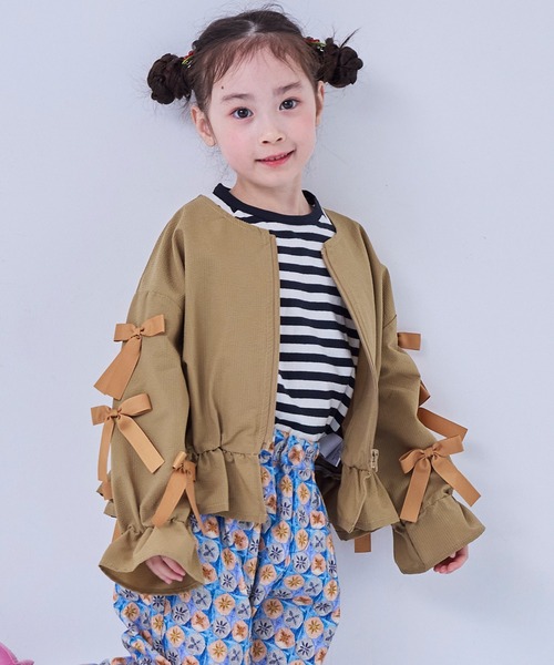 MARKEY'S（マーキーズ）の「リボンいっぱいペプラムブルゾン/セットアップ可（ブルゾン・キッズ・ブラック/ベージュ・110/100/90/150/140/130/120）」の7枚目の写真