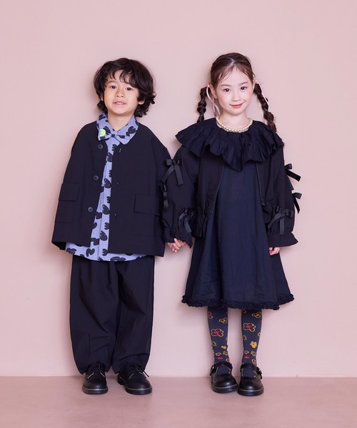 MARKEY'S（マーキーズ）の「リボンいっぱいペプラムブルゾン/セットアップ可（ブルゾン・キッズ・ブラック/ベージュ・110/100/90/150/140/130/120）」の15枚目の写真