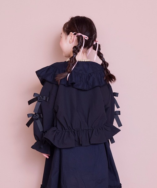 MARKEY'S（マーキーズ）の「リボンいっぱいペプラムブルゾン/セットアップ可（ブルゾン・キッズ・ブラック/ベージュ・110/100/90/150/140/130/120）」の11枚目の写真