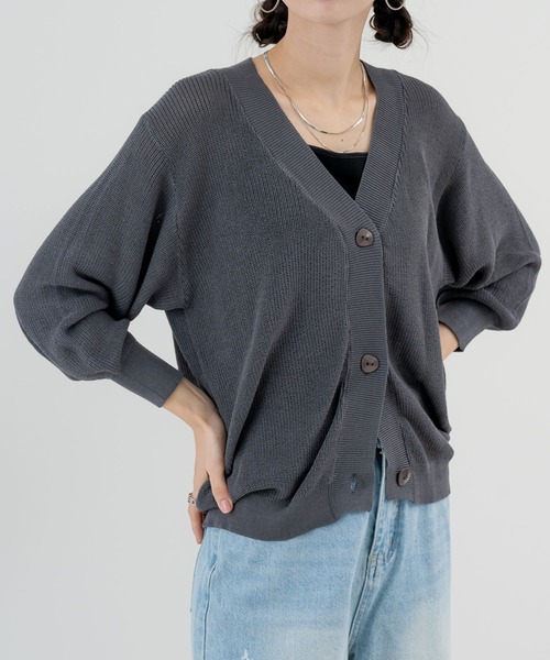 SABUROKU（サブロク）の「【SABUROKU】着回し力◎ 軽やか 畦編み カーディガン（カーディガン/ボレロ・レディース・チャコールグレー/ベージュ/イエロー・M）」の17枚目の写真