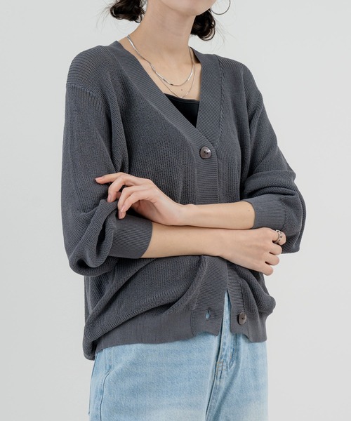 SABUROKU（サブロク）の「【SABUROKU】着回し力◎ 軽やか 畦編み カーディガン（カーディガン/ボレロ・レディース・チャコールグレー/ベージュ/イエロー・M）」の18枚目の写真