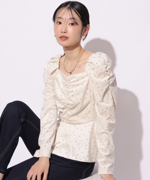 Mystrada（マイストラーダ）の「ドットペプラムブラウス（シャツ/ブラウス・レディース・ピンク/ホワイト・38/36）」の2枚目の写真