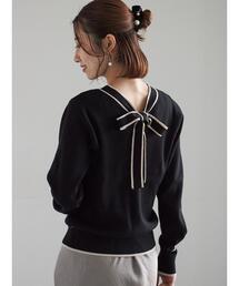 前後2WAYボウタイニットプルオーバー