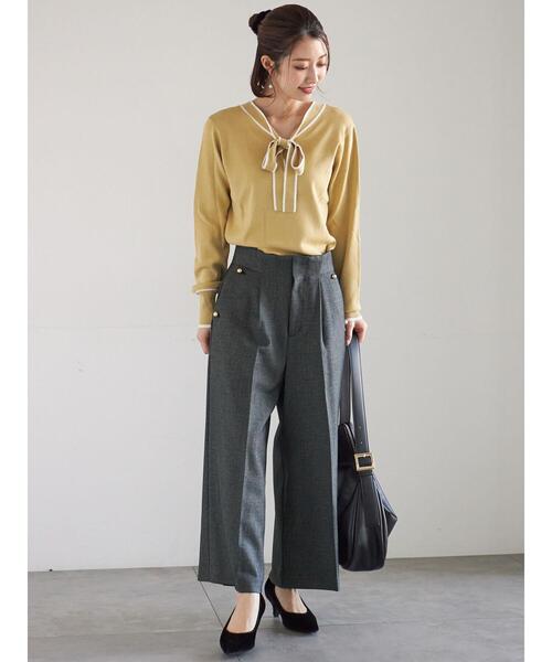 Te chichi（テチチ）の「前後2WAYボウタイニットプルオーバー（ニット/セーター・レディース・オフホワイト/イエロー/ブラック・F）」の15枚目の写真