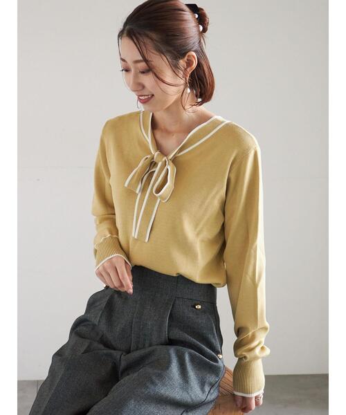 Te chichi（テチチ）の「前後2WAYボウタイニットプルオーバー（ニット/セーター・レディース・オフホワイト/イエロー/ブラック・F）」の17枚目の写真