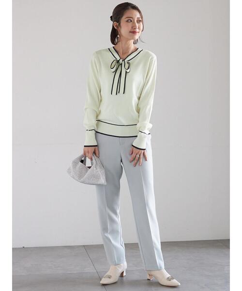 Te chichi（テチチ）の「前後2WAYボウタイニットプルオーバー（ニット/セーター・レディース・オフホワイト/イエロー/ブラック・F）」の19枚目の写真