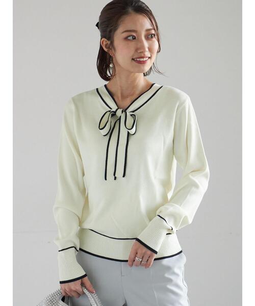 Te chichi（テチチ）の「前後2WAYボウタイニットプルオーバー（ニット/セーター・レディース・オフホワイト/イエロー/ブラック・F）」の20枚目の写真