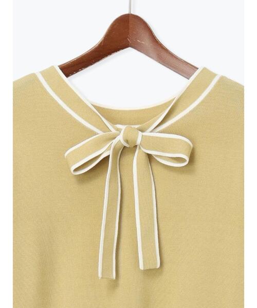 Te chichi（テチチ）の「前後2WAYボウタイニットプルオーバー（ニット/セーター・レディース・オフホワイト/イエロー/ブラック・F）」の4枚目の写真