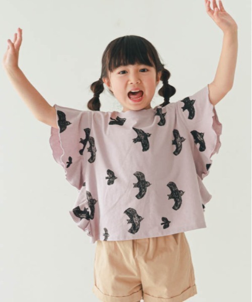 nicohrat(ニコフラート)の「nicohrat/ニコフラート バードTシャツ(Tシャツ/カットソー・キッズ・ラベンダー/オフホワイト・140cm/130cm/120cm/110cm/100cm/90cm)」の6枚目の写真