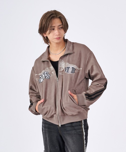 RE730(アールイーセブンサーティー)の「カットスエードトラックジャケット(ミリタリージャケット・メンズ・ブラック/チャコールグレー/ピンク・LARGE/MEDIUM)」の7枚目の写真