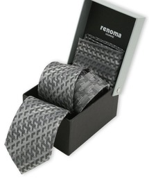 renoma（レノマ）の「【2点セット ギフトケース入り】レノマオム シルク ラインストーン付き ナロータイ&チーフセット（ネクタイ）」