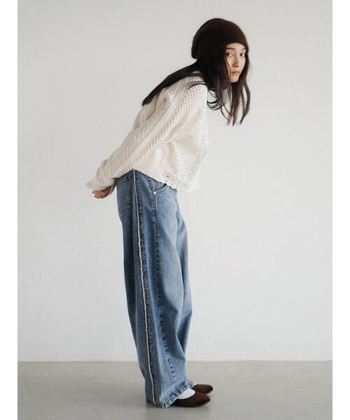 FIKA.(フィーカ)の「Cotton lace knit cardigan(カーディガン/ボレロ・レディース・オフホワイト/ブラック・MEDIUM)」の10枚目の写真