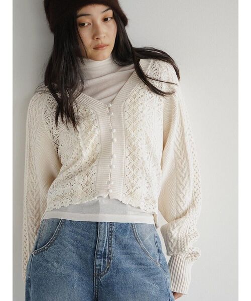 Cotton lace knit cardigan（カーディガン/ボレロ）｜FIKA.（フィーカ
