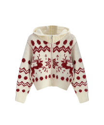 Reindeer Knit Hood Zip-up_3Colors