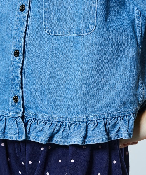 DOUBLE STANDARD CLOTHING(ダブルスタンダードクロージング)の「コットンデニムフリルジャケット(デニムジャケット・レディース・インディゴブルー/オフホワイト・FREE)」の11枚目の写真