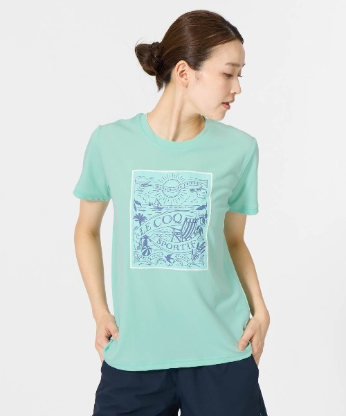 le coq sportif(ルコックスポルティフ)の「【le coq sportif/ルコック】接触冷感ポリエチレン半袖Tシャツ UV CUT(UPF30)/ストレッチ(Tシャツ/カットソー・レディース・エメラルド/ホワイト/イエロー/ネイビー・XL/L/M/S)」の2枚目の写真