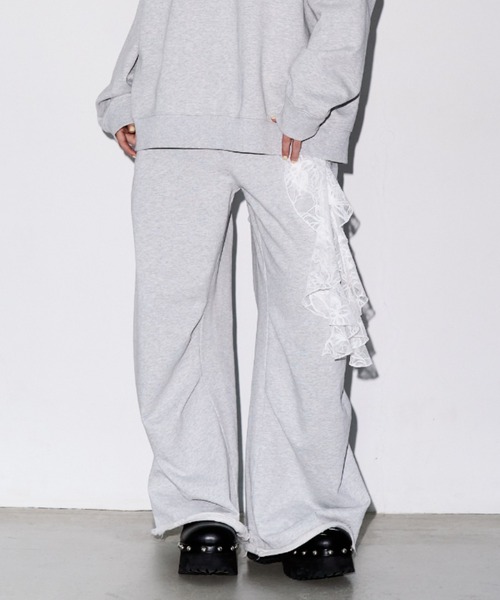 JOSE MOON（ジョゼムーン）の「TACK SLIT SWEAT PANTS/タックスリットスウェットパンツ（スウェットパンツ・レディース・ブラック/グレー/チャコールグレー・36/38）」の4枚目の写真