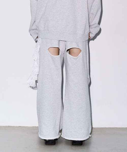 JOSE MOON（ジョゼムーン）の「TACK SLIT SWEAT PANTS/タックスリットスウェットパンツ（スウェットパンツ・レディース・ブラック/グレー/チャコールグレー・36/38）」の7枚目の写真