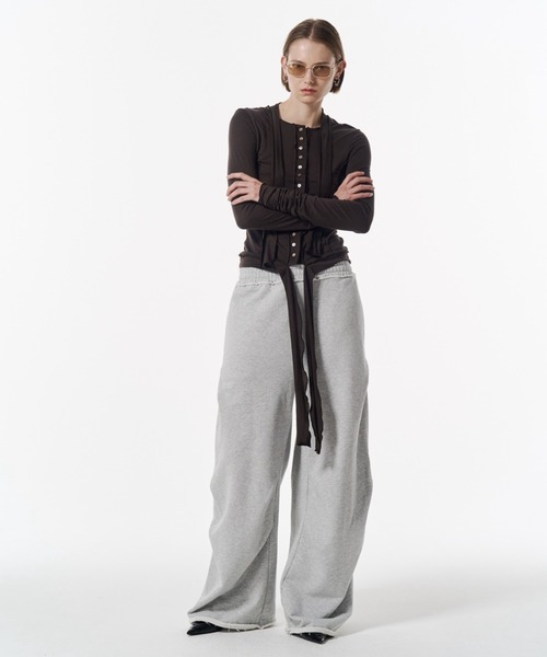 JOSE MOON（ジョゼムーン）の「TACK SLIT SWEAT PANTS/タックスリットスウェットパンツ（スウェットパンツ・レディース・ブラック/グレー/チャコールグレー・36/38）」の14枚目の写真