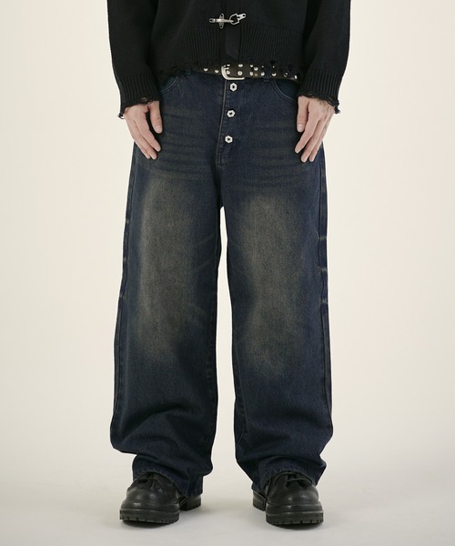 MSG（エムエスジー）の「13ozボタンフライワイドバギーデニム（デニムパンツ・メンズ・ブラック系/ブルー系/ブルー系1/ブラック系1・S/M/L/XL）」の3枚目の写真