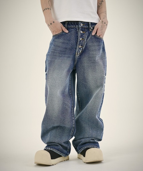 MSG（エムエスジー）の「13ozボタンフライワイドバギーデニム（デニムパンツ・メンズ・ブラック系/ブルー系/ブルー系1/ブラック系1・S/M/L/XL）」の4枚目の写真