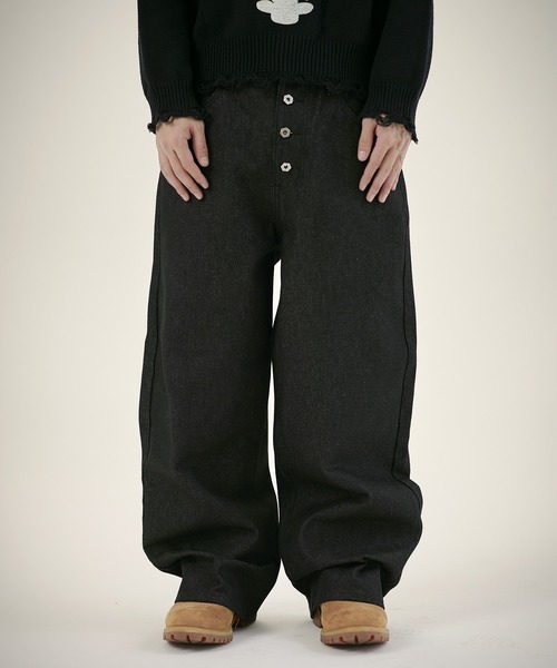 MSG（エムエスジー）の「13ozボタンフライワイドバギーデニム（デニムパンツ・メンズ・ブラック系/ブルー系/ブルー系1/ブラック系1・S/M/L/XL）」の5枚目の写真