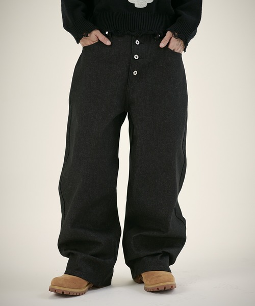 MSG（エムエスジー）の「13ozボタンフライワイドバギーデニム（デニムパンツ・メンズ・ブラック系/ブルー系/ブルー系1/ブラック系1・S/M/L/XL）」の11枚目の写真