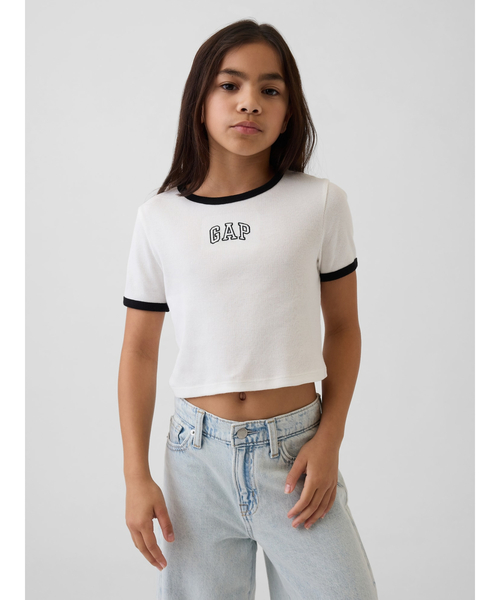 GAP(ギャップ)の「GAPロゴ リブ リンガーTシャツ (キッズ)(Tシャツ/カットソー・キッズ・オフホワイト/ブラック/ピンク・160cm/140cm/130cm/110cm/120cm/150cm)」の2枚目の写真