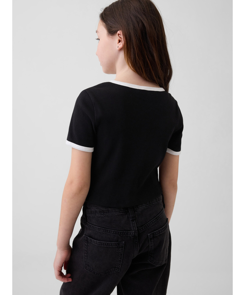 GAP(ギャップ)の「GAPロゴ リブ リンガーTシャツ (キッズ)(Tシャツ/カットソー・キッズ・オフホワイト/ブラック/ピンク・160cm/140cm/130cm/110cm/120cm/150cm)」の7枚目の写真