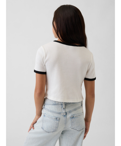 GAP(ギャップ)の「GAPロゴ リブ リンガーTシャツ (キッズ)(Tシャツ/カットソー・キッズ・オフホワイト/ブラック/ピンク・160cm/140cm/130cm/110cm/120cm/150cm)」の9枚目の写真