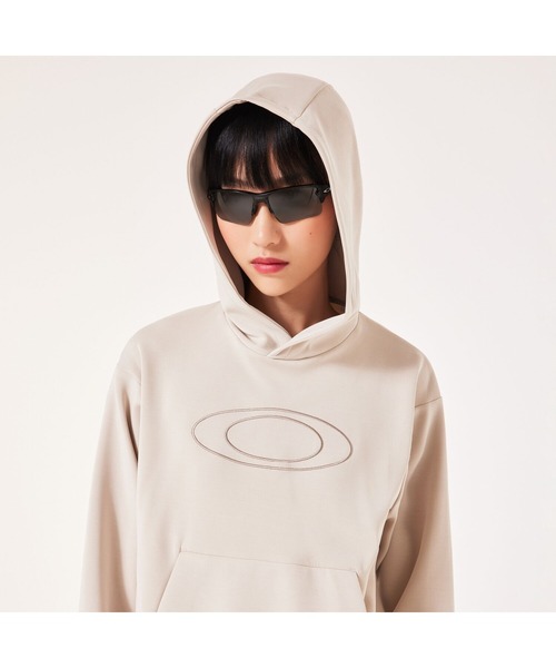 OAKLEY（オークリー）の「オークリー RADIANT PEACH FLEECE HOODIE 8.0/フーディー・パーカー/レディース/スポーツ・トレーニングウェア/吸汗速乾/OAKLEY（パーカー・レディース・オフホワイト/チャコールグレー/ピンク・M/L/XS/S）」の2枚目の写真