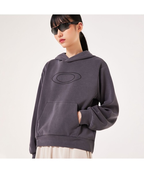 OAKLEY（オークリー）の「オークリー RADIANT PEACH FLEECE HOODIE 8.0/フーディー・パーカー/レディース/スポーツ・トレーニングウェア/吸汗速乾/OAKLEY（パーカー・レディース・オフホワイト/チャコールグレー/ピンク・M/L/XS/S）」の3枚目の写真