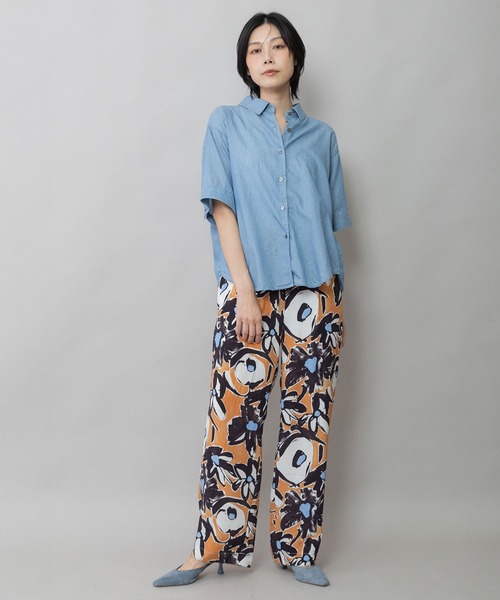 Munich(ミューニック)の「【速乾性】【通気性】2.25ozシアーデニムバックシャーリングカラーシャツ(シャツ/ブラウス・レディース・サックスブルー/ネイビー・FREE)」の8枚目の写真