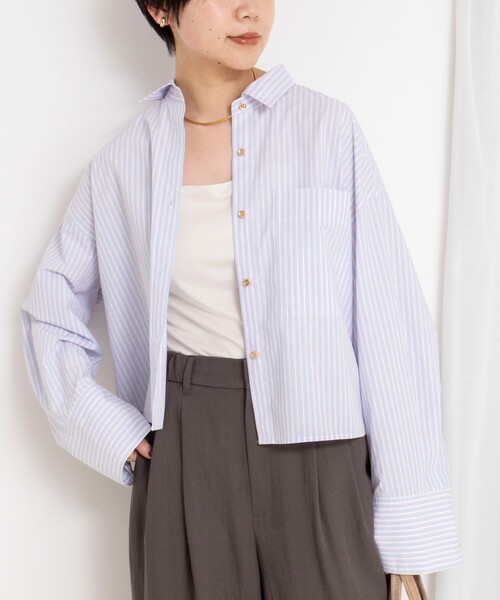 NOLLEY’S(ノーリーズ)の「MY STANDARD ショートシャツ(シャツ/ブラウス・レディース・ピンク系その他3/ホワイト/サックスブルー/ブルー系その他3・FREE)」の4枚目の写真