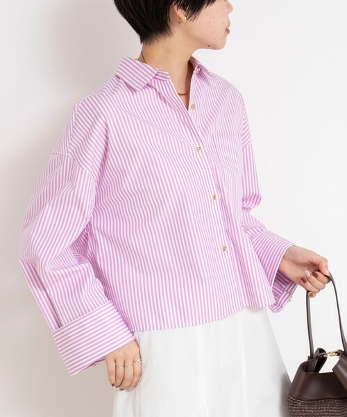 NOLLEY’S(ノーリーズ)の「MY STANDARD ショートシャツ(シャツ/ブラウス・レディース・ピンク系その他3/ホワイト/サックスブルー/ブルー系その他3・FREE)」の1枚目の写真