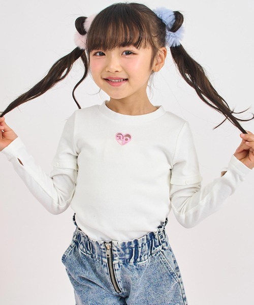 ANAP kids(アナップキッズ)の「マルチWAYリブトップス(Tシャツ/カットソー・キッズ・ラベンダー/ホワイト/ブラック・130/120/110)」の2枚目の写真